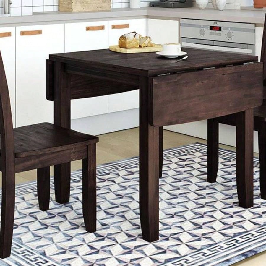 3 - Piece Wood Drop Leaf Breakfast Nook Dining Table Set with 2 X - back Chairs Small Places, Espresso