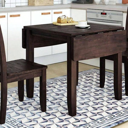 3 - Piece Wood Drop Leaf Breakfast Nook Dining Table Set with 2 X - back Chairs Small Places, Espresso