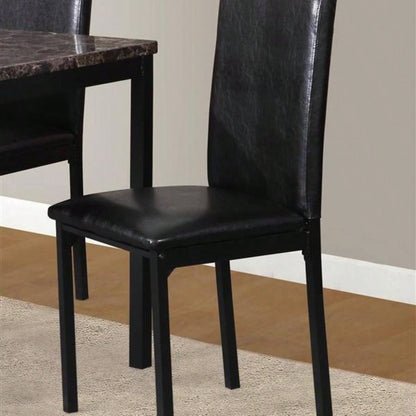 5 - Piece Metal Dinette Set with Laminated Faux Marble Top, 4 Black Chairs