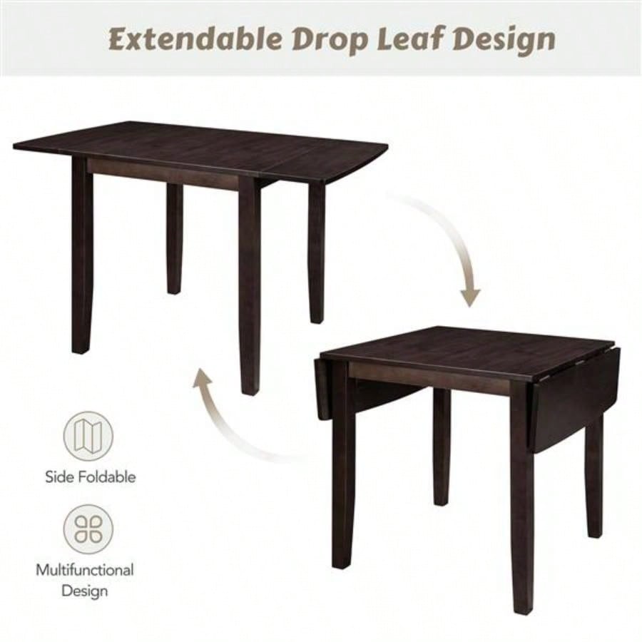 3 - Piece Wood Drop Leaf Breakfast Nook Dining Table Set with 2 X - back Chairs Small Places, Espresso