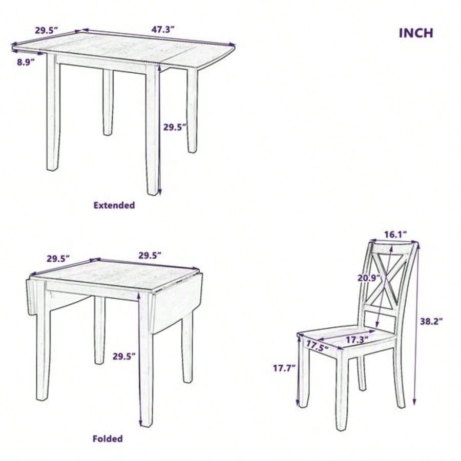 3 - Piece Wood Drop Leaf Breakfast Nook Dining Table Set with 2 X - back Chairs Small Places, Espresso