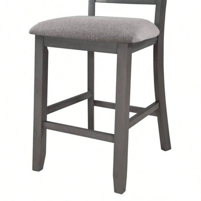 5 - Piece Wooden Counter Height Dining Set with Padded Chairs and Storage Shelving Gray