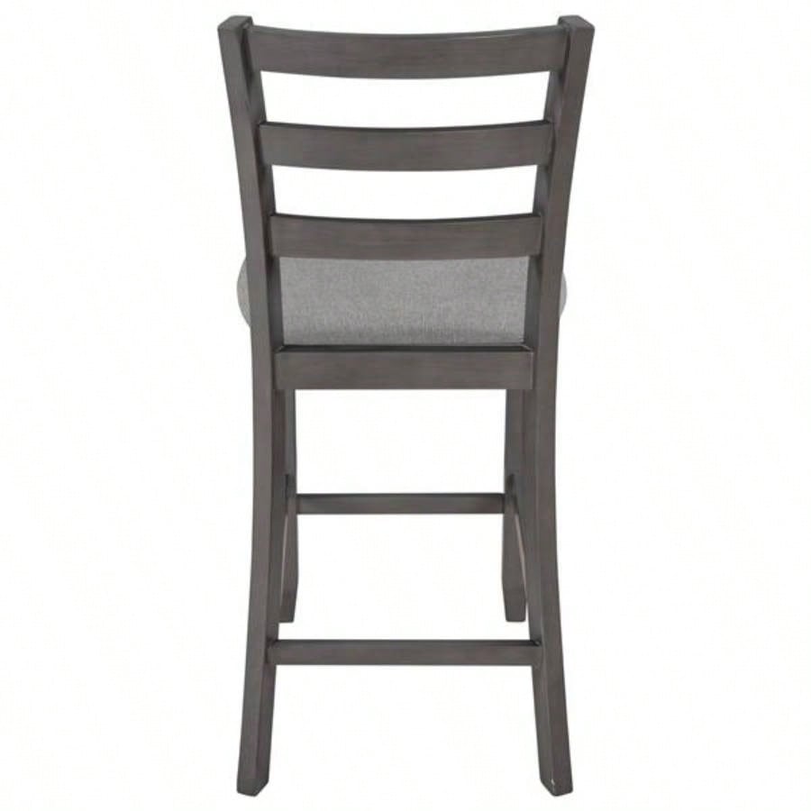 5 - Piece Wooden Counter Height Dining Set with Padded Chairs and Storage Shelving Gray