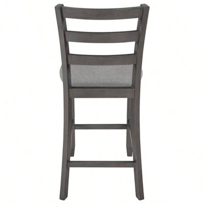 5 - Piece Wooden Counter Height Dining Set with Padded Chairs and Storage Shelving Gray
