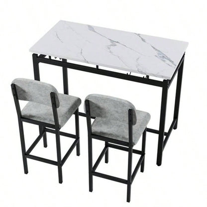 Kitchen Table Set, Dining Table and Chairs 2, 3 Piece Dining Room Table Set with 2 Upholstered Chairs, Bar Dining Table Set Small Spaces, Apartment, Breakfast, Pub, Rustic Black