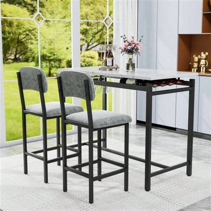 Kitchen Table Set, Dining Table and Chairs 2, 3 Piece Dining Room Table Set with 2 Upholstered Chairs, Bar Dining Table Set Small Spaces, Apartment, Breakfast, Pub, Rustic Black