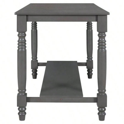 6 - Piece Counter Height Dining Table Set Table with Shelf 4 Chairs and Dining Room Gray
