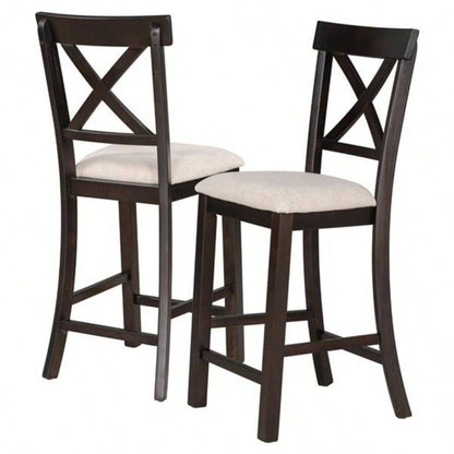 6 - Piece Counter Height Dining Table Set Table with Shelf 4 Chairs and Dining Room Espresso