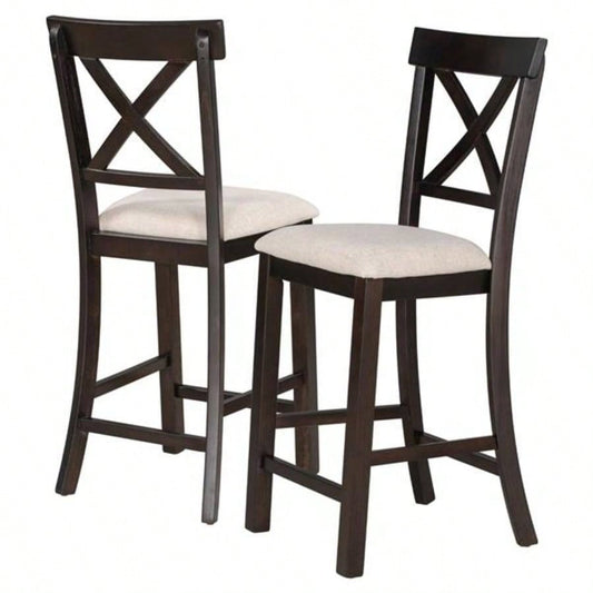 6 - Piece Counter Height Dining Table Set Table with Shelf 4 Chairs and Dining Room Espresso
