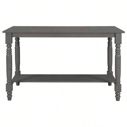 6 - Piece Counter Height Dining Table Set Table with Shelf 4 Chairs and Dining Room Gray