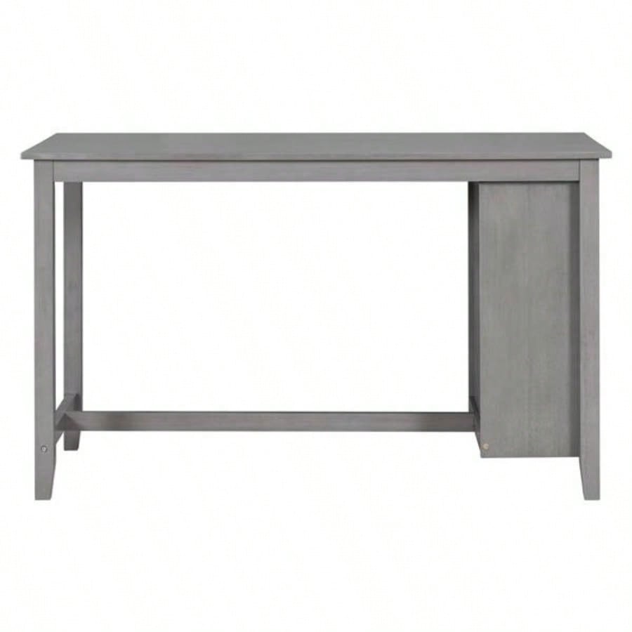 5 - Piece Multi - Functional Rubber Wood Counter Height Dining Set with Padded Chairs and Integrated 9 Bar Wine Compartment, Wineglass Holders Dining Room Gray