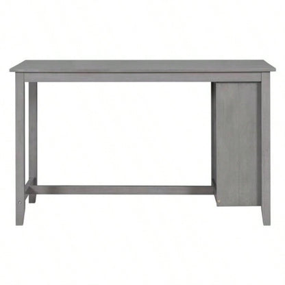 5 - Piece Multi - Functional Rubber Wood Counter Height Dining Set with Padded Chairs and Integrated 9 Bar Wine Compartment, Wineglass Holders Dining Room Gray