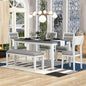 Classic and Traditional Style 6 - Piece Dining Set, Includes Dining Table, 4 Upholstered Chairs White+Gray