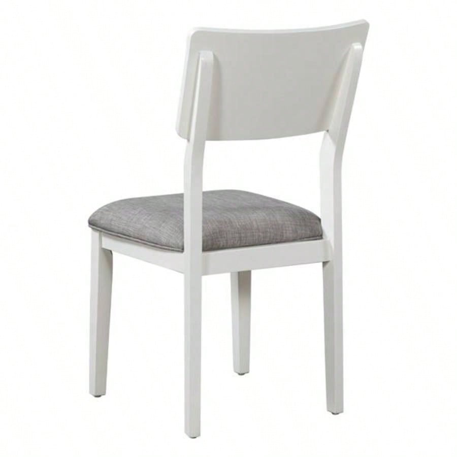Classic and Traditional Style 6 - Piece Dining Set, Includes Dining Table, 4 Upholstered Chairs White+Gray
