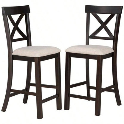 6 - Piece Counter Height Dining Table Set Table with Shelf 4 Chairs and Dining Room Espresso