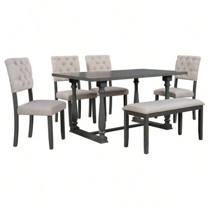 6 - Piece Dining Table and Chair Set with Special - shaped and Foam - covered BacksCushions Dining Room Gary