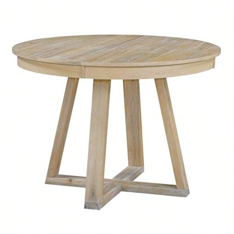5 - Piece Retro Functional Dining Set, Round Table with a 16 Leaf and 4 Upholstered Chairs Dining Room and Living Room Natural