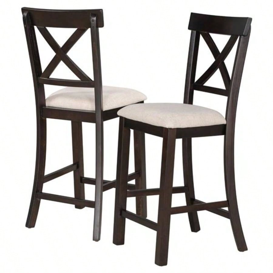 6 - Piece Counter Height Dining Table Set Table with Shelf 4 Chairs and Dining Room Espresso