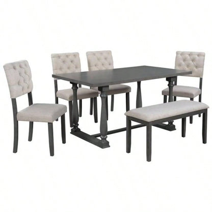 6 - Piece Dining Table and Chair Set with Special - shaped and Foam - covered BacksCushions Dining Room Gary