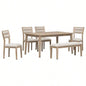 Classic and Traditional Style 6 - Piece Dining Set, Includes Dining Table, 4 Upholstered Chairs Natural Wood Wash