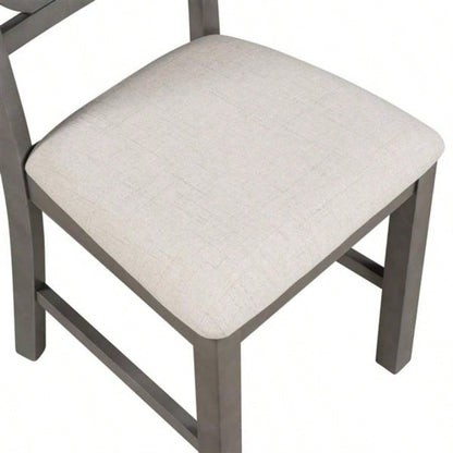 5 - Piece Round Dining Table and Chair Set with Special - shaped and an Exquisitely Designed Hollow Chair Back Dining Room Gray