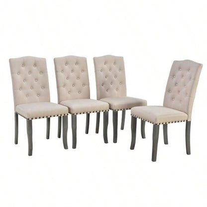 6 - Piece Farmhouse Dining Table Set, Rectangular Trestle Table and 4 Upholstered Chairs Dining Room Antique Gray