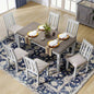 Retro Style - Piece Dining Table Set with Extendable Table and 6 Upholstered Chairs Brown+White