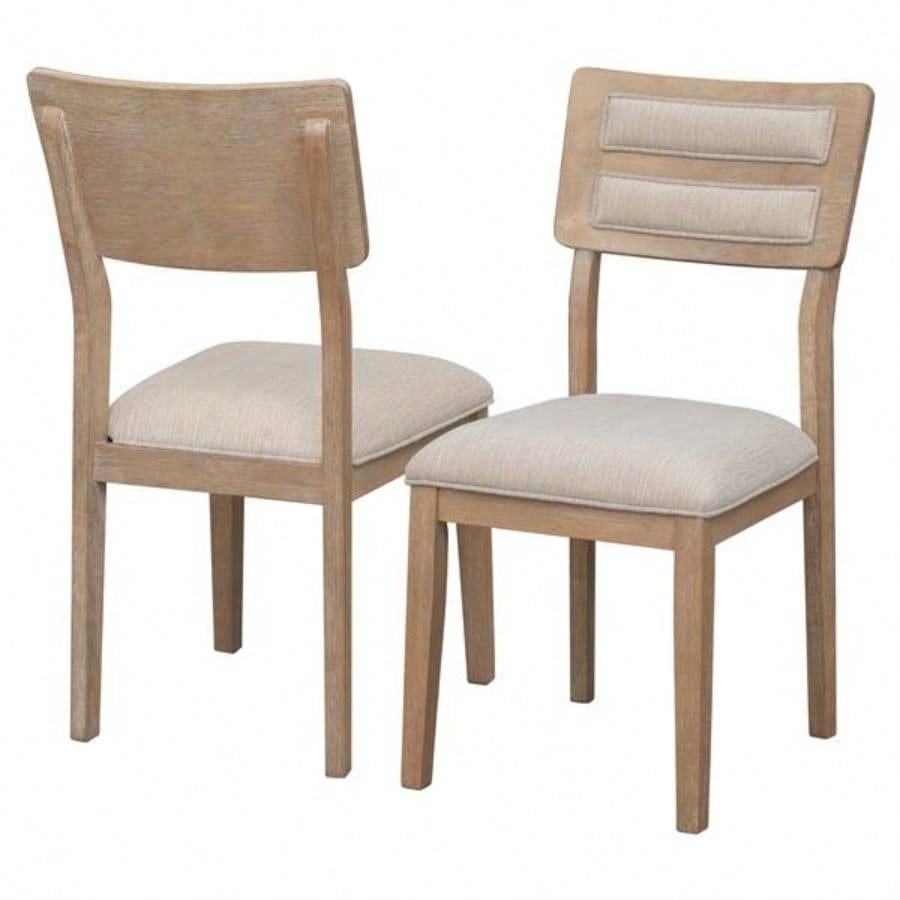 Classic and Traditional Style 6 - Piece Dining Set, Includes Dining Table, 4 Upholstered Chairs Natural Wood Wash