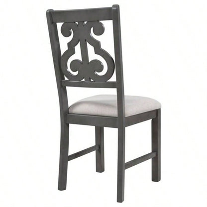 5 - Piece Round Dining Table and Chair Set with Special - shaped and an Exquisitely Designed Hollow Chair Back Dining Room Gray