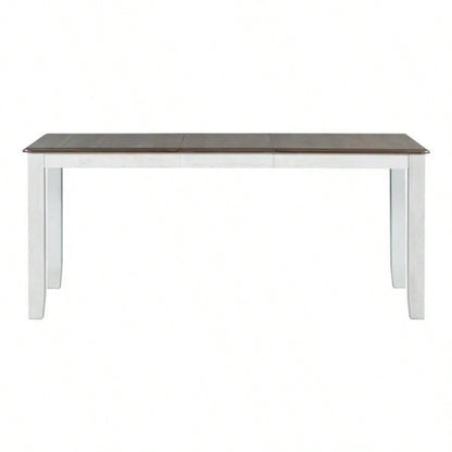 Retro Style - Piece Dining Table Set with Extendable Table and 6 Upholstered Chairs Brown+White
