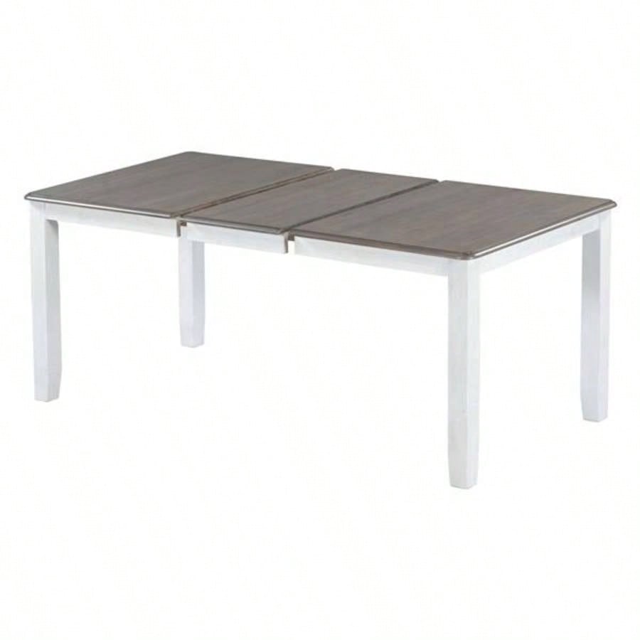 Retro Style - Piece Dining Table Set with Extendable Table and 6 Upholstered Chairs Brown+White