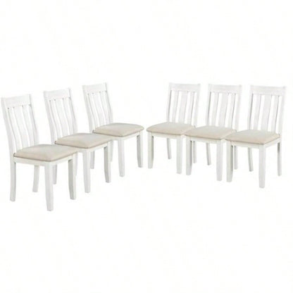 Retro Style - Piece Dining Table Set with Extendable Table and 6 Upholstered Chairs Brown+White