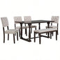 6 - Piece Dining Table and Chair Set with Special - shaped and Foam - covered BacksCushions Dining Room Espresso