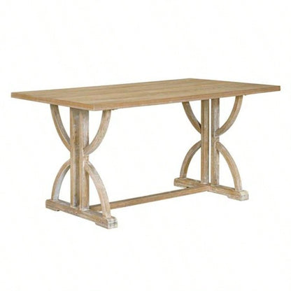 6 - Piece Retro Rectangular Dining Table Set, Table with Unique and 4 Upholstered Chairs 1 Dining Room and Kitchen Natural Wood Wash