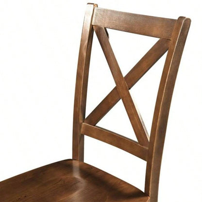 3 - Piece Wood Drop Leaf Breakfast Nook Dining Table Set with 2 X - back Chairs Small Places, Brown