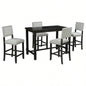 5 - Piece Counter Height Dining Set, Classic Elegant Table and 4 Chairs in Espresso and Beige