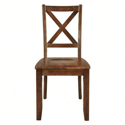 3 - Piece Wood Drop Leaf Breakfast Nook Dining Table Set with 2 X - back Chairs Small Places, Brown