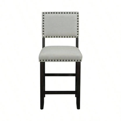 5 - Piece Counter Height Dining Set, Classic Elegant Table and 4 Chairs in Espresso and Beige