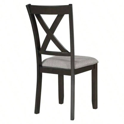 6 - Piece Kitchen Dining Table Set Wooden Rectangular Dining Table, 4 Fabric Chairs and Family Furniture Espresso