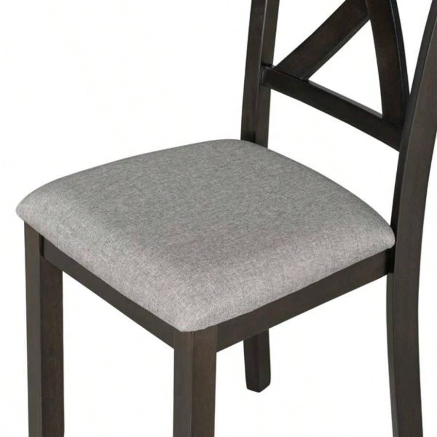 6 - Piece Kitchen Dining Table Set Wooden Rectangular Dining Table, 4 Fabric Chairs and Family Furniture Espresso