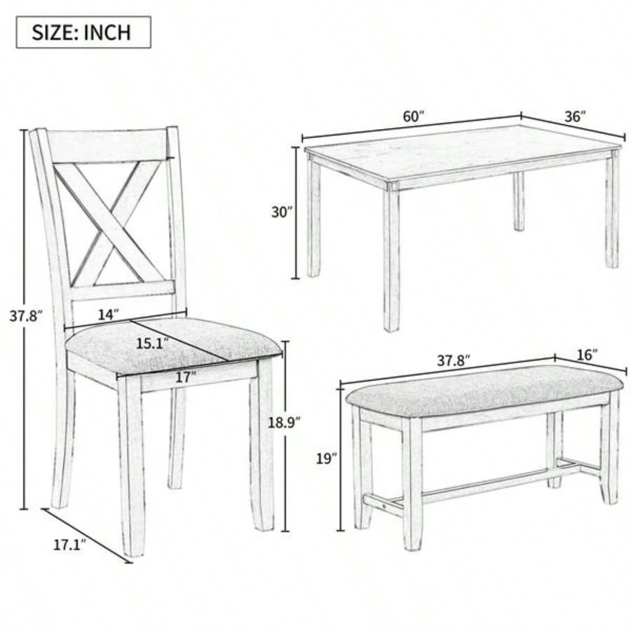 6 - Piece Kitchen Dining Table Set Wooden Rectangular Dining Table, 4 Fabric Chairs and Family Furniture Espresso