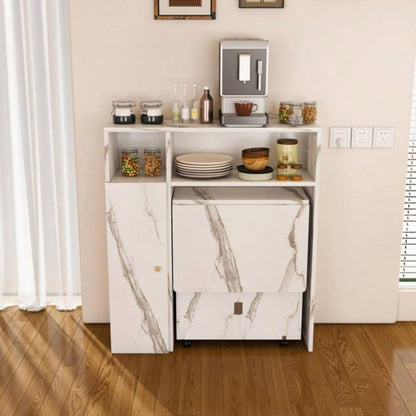 Multifunctional Folding Dining Table with Wall - Mounted Sideboard Storage Small Apartmentswihte