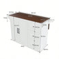 White Kitchen Island Cart with Foldable Tabletop Drop Leaf - Mobile Breakfast Bar on Wheels with Wood Top and Storage