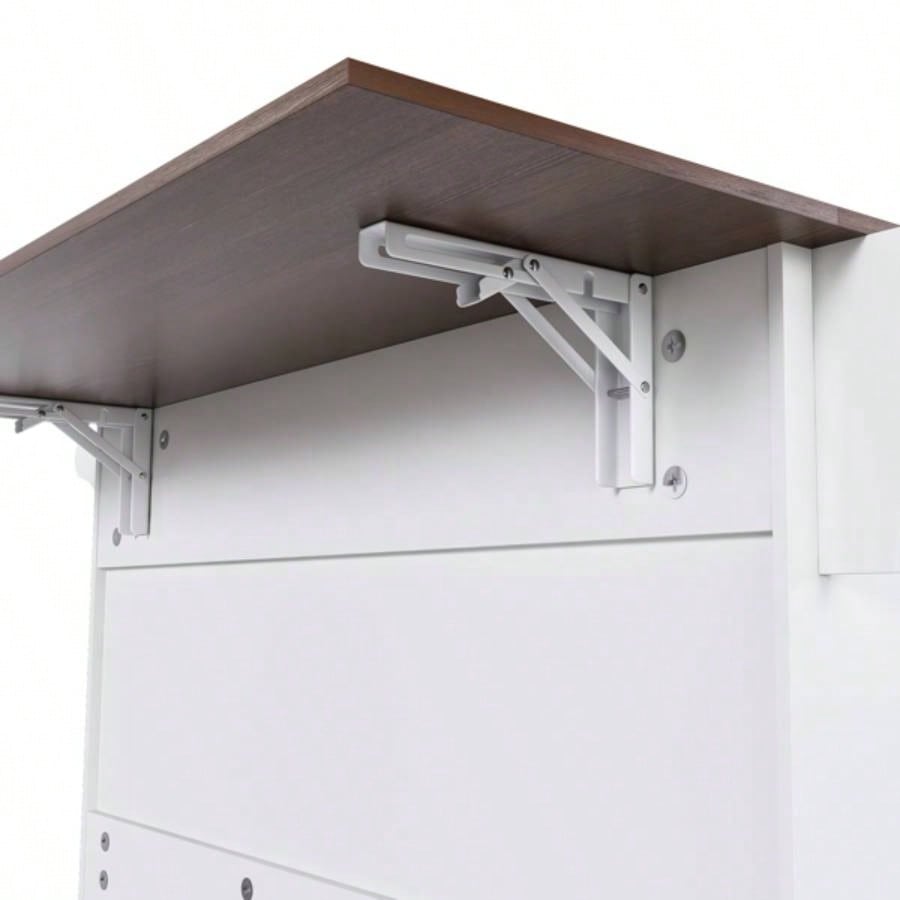 White Kitchen Island Cart with Foldable Tabletop Drop Leaf - Mobile Breakfast Bar on Wheels with Wood Top and Storage
