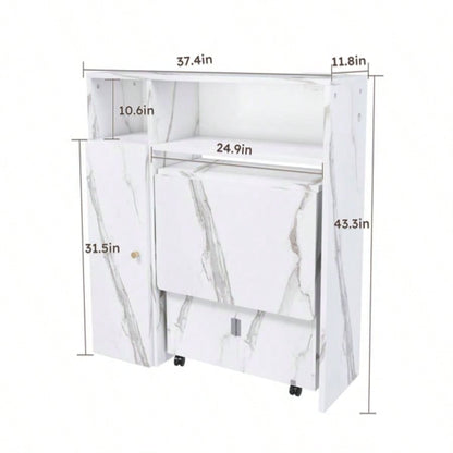 Multifunctional Folding Dining Table with Wall - Mounted Sideboard Storage Small Apartmentswihte