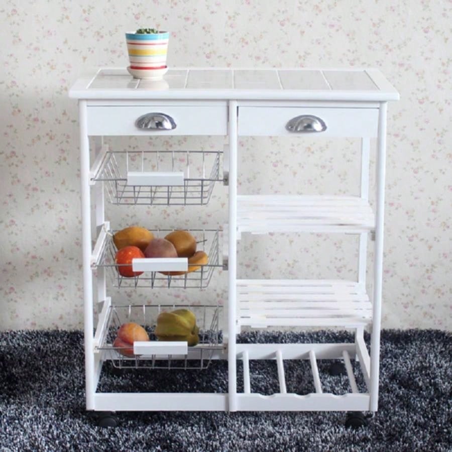 Kitchen Dining Room Cart 2 - Drawer 3 - Basket 3 - Shelf Storage Rack with Rolling Wheels White code: 85659263