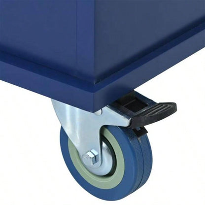 Rolling Mobile Kitchen Island with Drop Leaf - Solid Wood Top, Locking Wheels Storage Cabinet 52. Inch WidthDark blue
