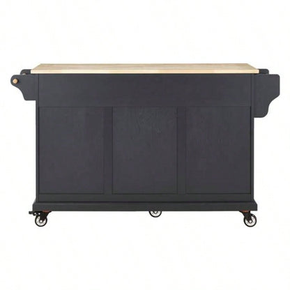 Natural Wood Top Kitchen Island with Storage