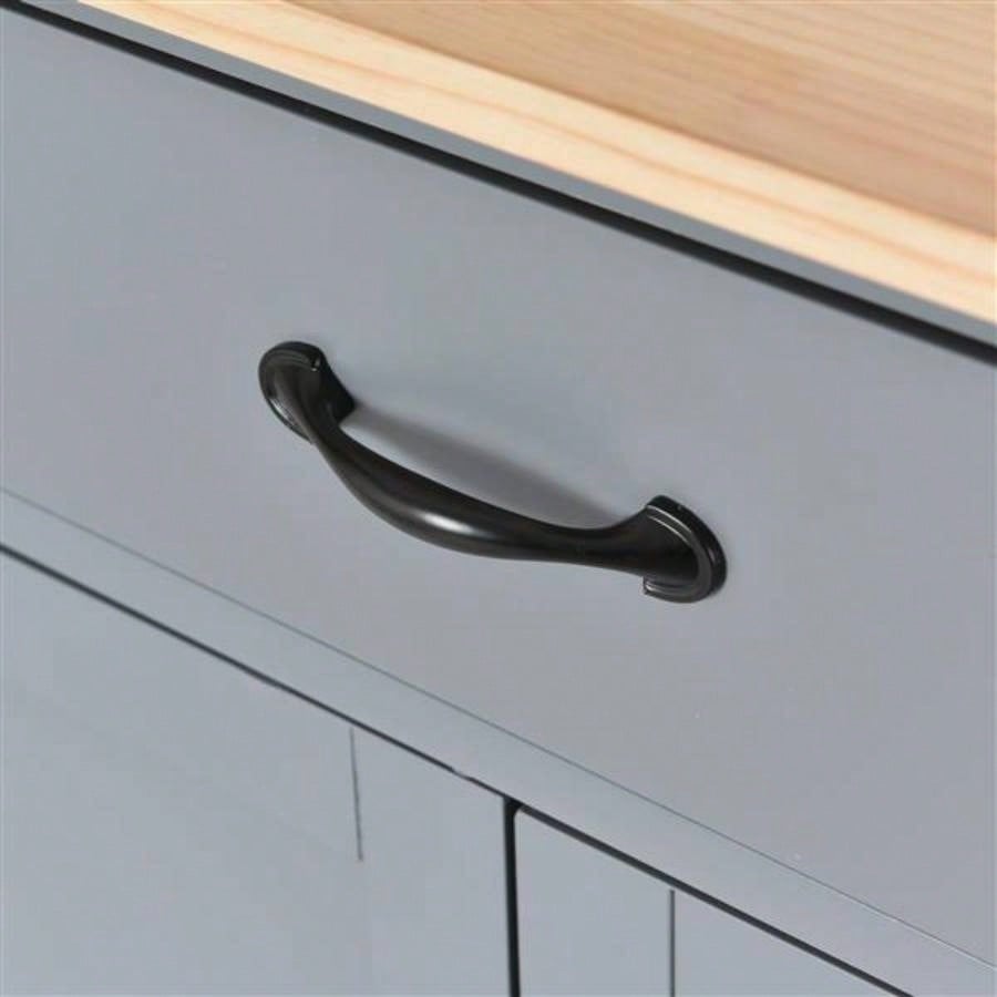Kitchen Island Cart with Solid Wood Top and Locking Wheels, 54.3 Inch Width, 4 Door Cabinet and Two Drawers, Spice Rack, Towel Rack Blue
