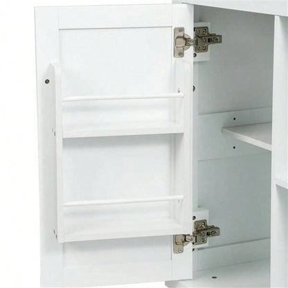 Kitchen Cart with Rubber wood Drop - Leaf Countertop, Cabinet door internal storage racks, Kitchen Island on 5 Wheels with Storage Cabinet and 3 Drawers Dinning Room, White